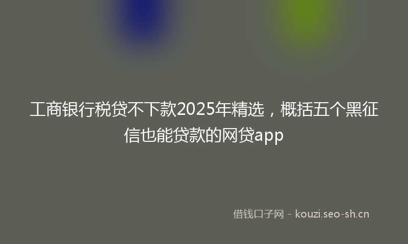 工商银行税贷不下款2025年精选，概括五个黑征信也能贷款的网贷app