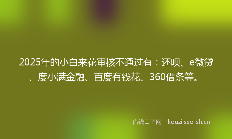 2025年的小白来花审核不通过有:还呗、e微贷、度小满金融、百度有钱花、360借条等。