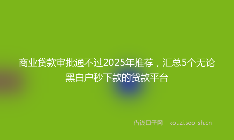 商业贷款审批通不过2025年推荐，汇总5个无论黑白户秒下款的贷款平台