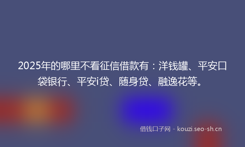 2025年的哪里不看征信借款有：洋钱罐、平安口袋银行、平安i贷、随身贷、融逸花等。