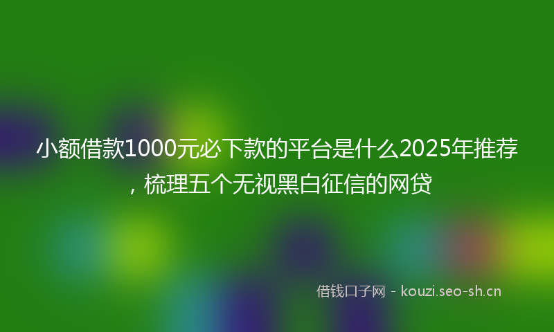 小额借款1000元必下款的平台是什么2025年推荐,梳理五个无视黑白征信的网贷