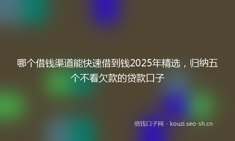 哪个借钱渠道能快速借到钱2025年精选，归纳五个不看欠款的贷款口子
