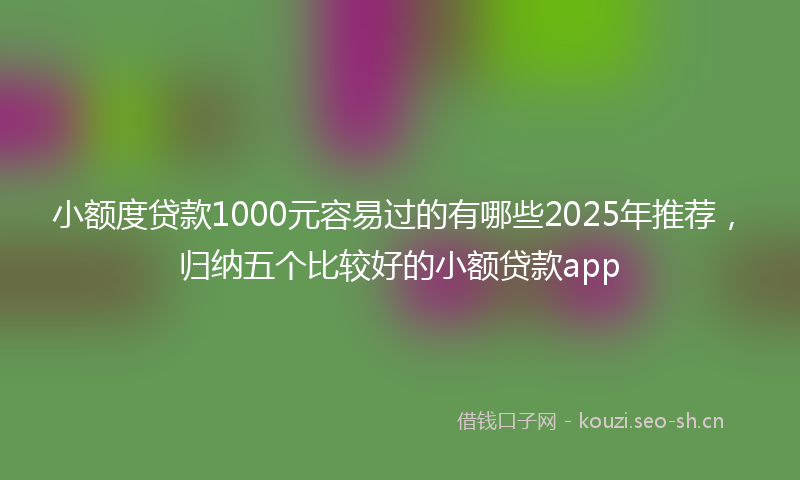 小额度贷款1000元容易过的有哪些2025年推荐，归纳五个比较好的小额贷款app