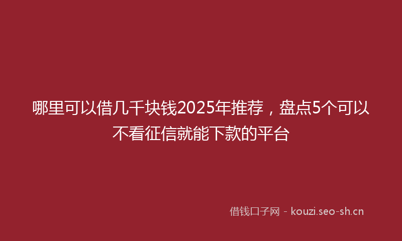 哪里可以借几千块钱2025年推荐，盘点5个可以不看征信就能下款的平台
