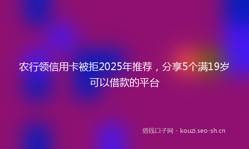 农行领信用卡被拒2025年推荐，分享5个满19岁可以借款的平台