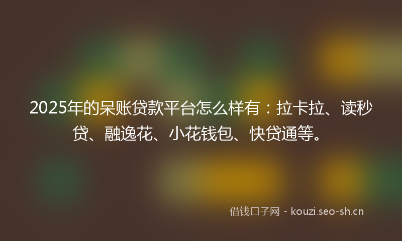 2025年的呆账贷款平台怎么样有：拉卡拉、读秒贷、融逸花、小花钱包、快贷通等。