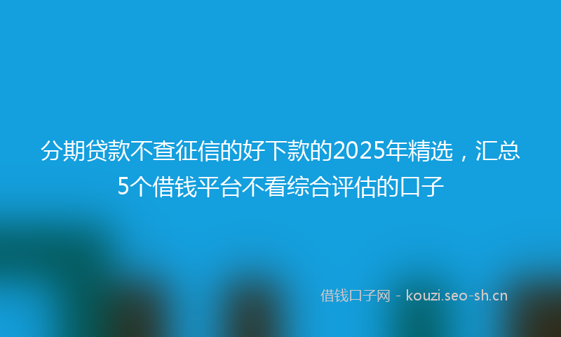 分期贷款不查征信的好下款的2025年精选，汇总5个借钱平台不看综合评估的口子