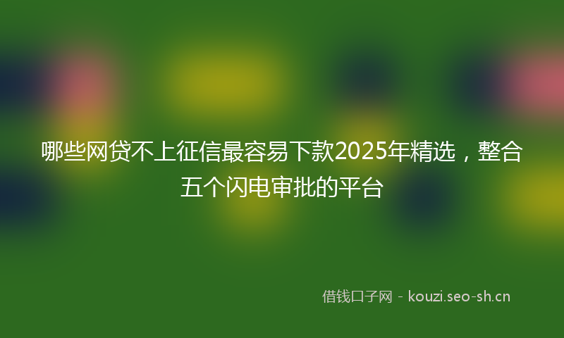 哪些网贷不上征信最容易下款2025年精选，整合五个闪电审批的平台