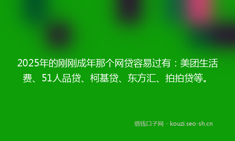 2025年的刚刚成年那个网贷容易过有：美团生活费、51人品贷、柯基贷、东方汇、拍拍贷等。