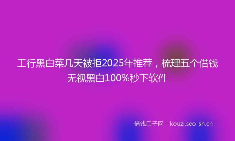 工行黑白菜几天被拒2025年推荐，梳理五个借钱无视黑白100%秒下软件