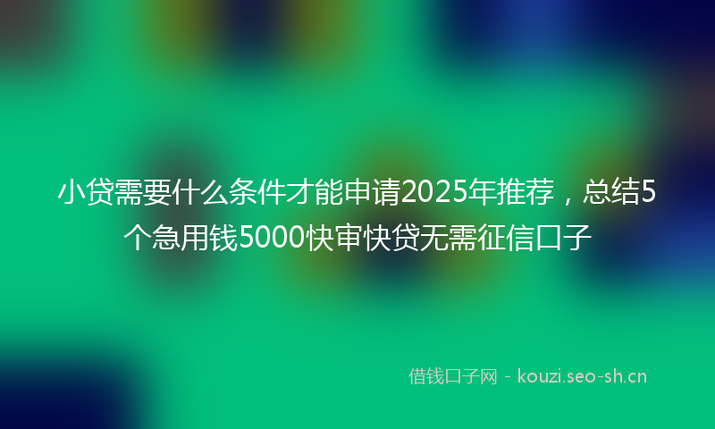 小贷需要什么条件才能申请2025年推荐，总结5个急用钱5000快审快贷无需征信口子