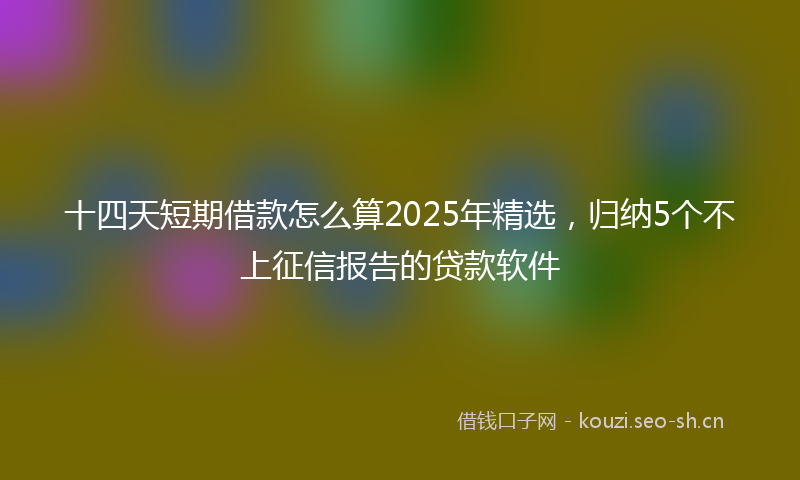 十四天短期借款怎么算2025年精选，归纳5个不上征信报告的贷款软件