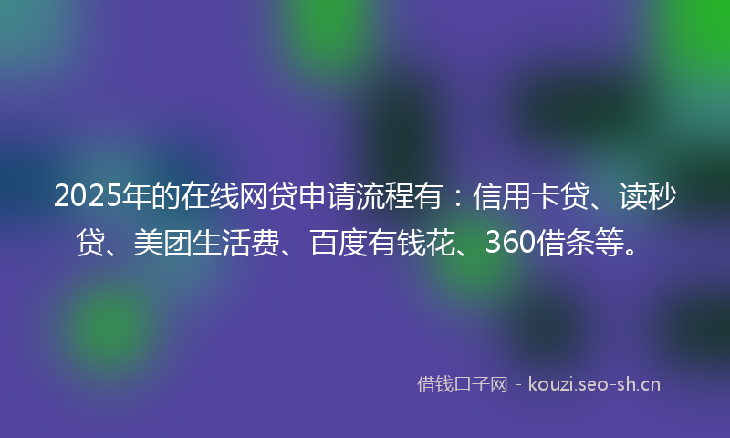 2025年的在线网贷申请流程有：信用卡贷、读秒贷、美团生活费、百度有钱花、360借条等。