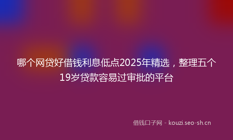 哪个网贷好借钱利息低点2025年精选，整理五个19岁贷款容易过审批的平台