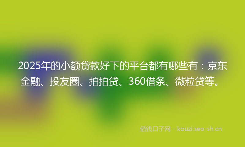 2025年的小额贷款好下的平台都有哪些有：京东金融、投友圈、拍拍贷、360借条、微粒贷等。