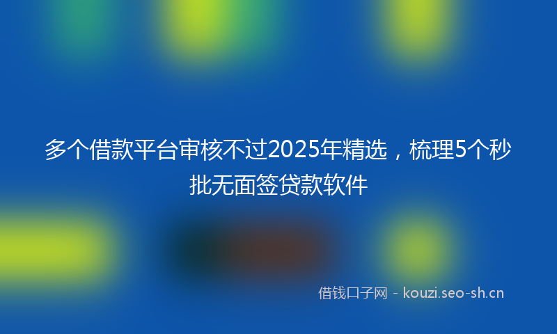 多个借款平台审核不过2025年精选，梳理5个秒批无面签贷款软件