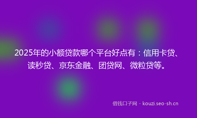 2025年的小额贷款哪个平台好点有：信用卡贷、读秒贷、京东金融、团贷网、微粒贷等。