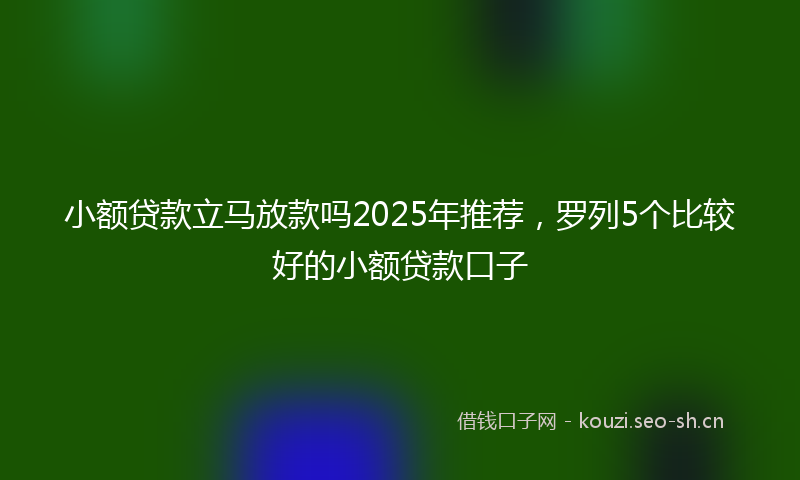 小额贷款立马放款吗2025年推荐，罗列5个比较好的小额贷款口子