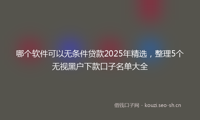 哪个软件可以无条件贷款2025年精选，整理5个无视黑户下款口子名单大全
