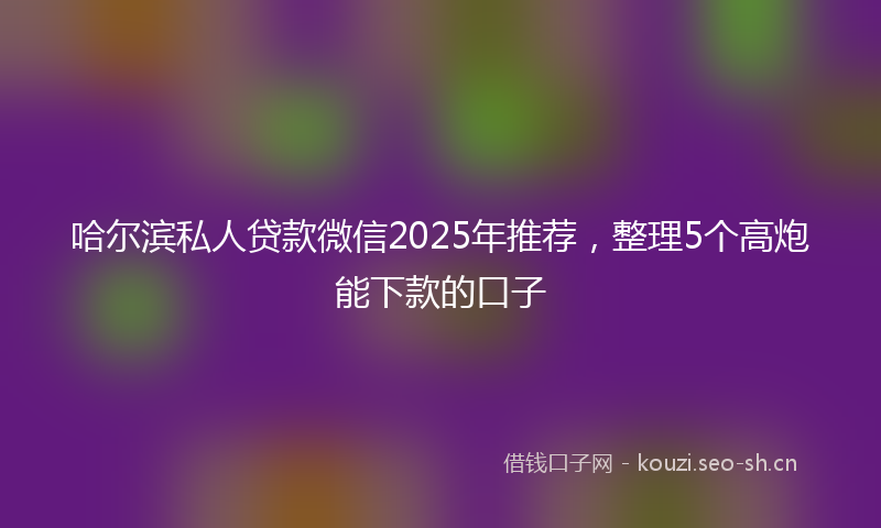 哈尔滨私人贷款微信2025年推荐，整理5个高炮能下款的口子
