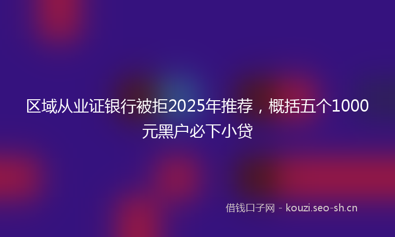 区域从业证银行被拒2025年推荐,概括五个1000元黑户必下小贷