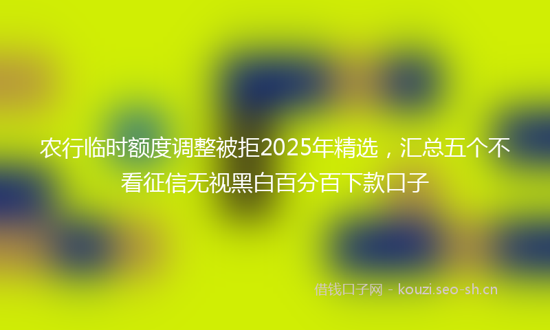 农行临时额度调整被拒2025年精选，汇总五个不看征信无视黑白百分百下款口子