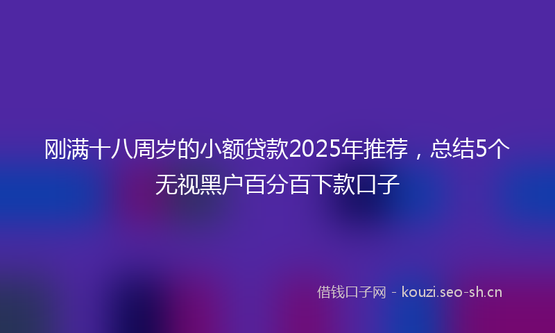 刚满十八周岁的小额贷款2025年推荐，总结5个无视黑户百分百下款口子