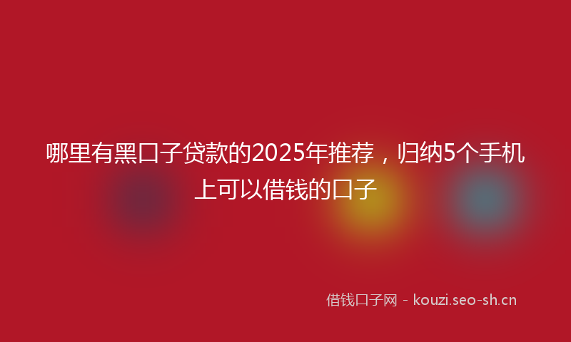 哪里有黑口子贷款的2025年推荐，归纳5个手机上可以借钱的口子