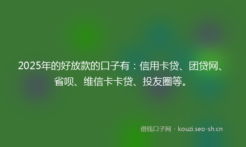 2025年的好放款的口子有：信用卡贷、团贷网、省呗、维信卡卡贷、投友圈等。