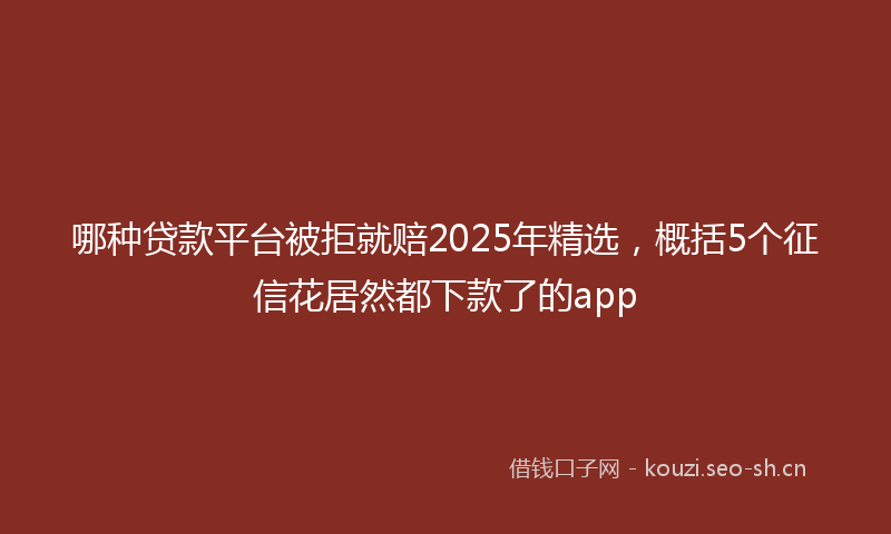 哪种贷款平台被拒就赔2025年精选,概括5个征信花居然都下款了的app