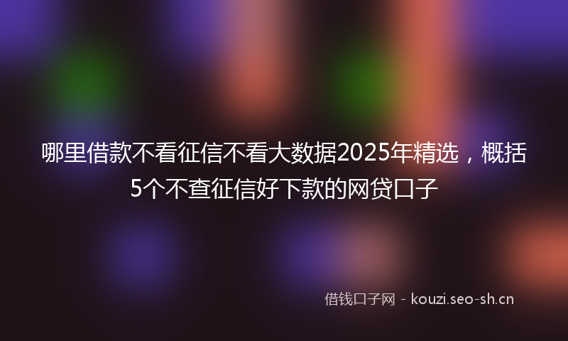 哪里借款不看征信不看大数据2025年精选，概括5个不查征信好下款的网贷口子