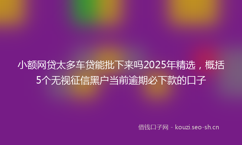 小额网贷太多车贷能批下来吗2025年精选，概括5个无视征信黑户当前逾期必下款的口子