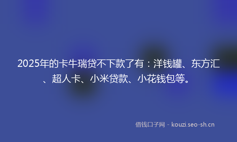 2025年的卡牛瑞贷不下款了有:洋钱罐、东方汇、超人卡、小米贷款、小花钱包等。