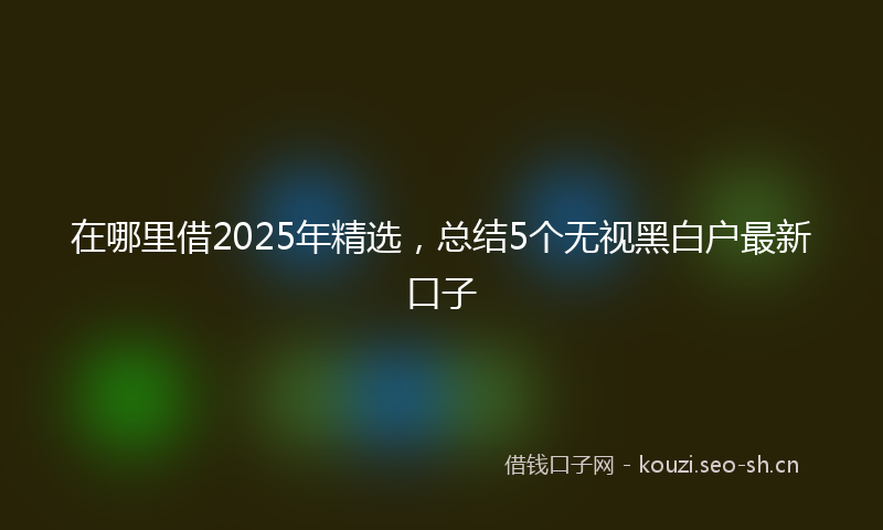 在哪里借2025年精选，总结5个无视黑白户最新口子