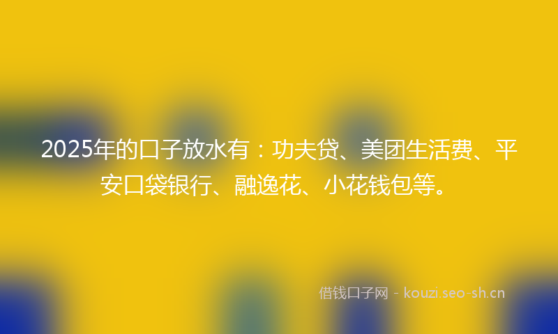 2025年的口子放水有：功夫贷、美团生活费、平安口袋银行、融逸花、小花钱包等。