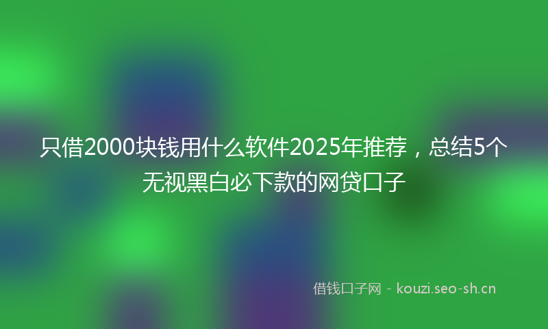 只借2000块钱用什么软件2025年推荐，总结5个无视黑白必下款的网贷口子