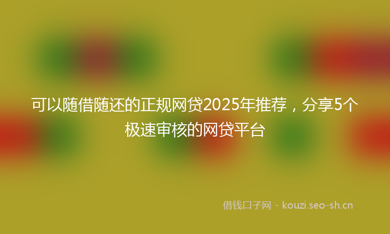 可以随借随还的正规网贷2025年推荐，分享5个极速审核的网贷平台