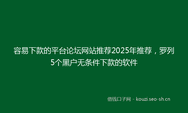 容易下款的平台论坛网站推荐2025年推荐，罗列5个黑户无条件下款的软件