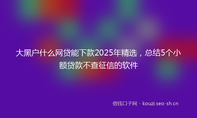大黑户什么网贷能下款2025年精选，总结5个小额贷款不查征信的软件