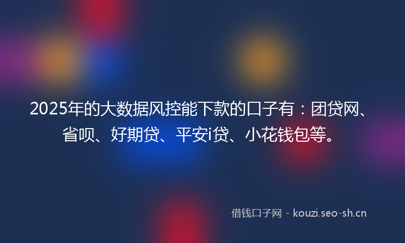 2025年的大数据风控能下款的口子有：团贷网、省呗、好期贷、平安i贷、小花钱包等。