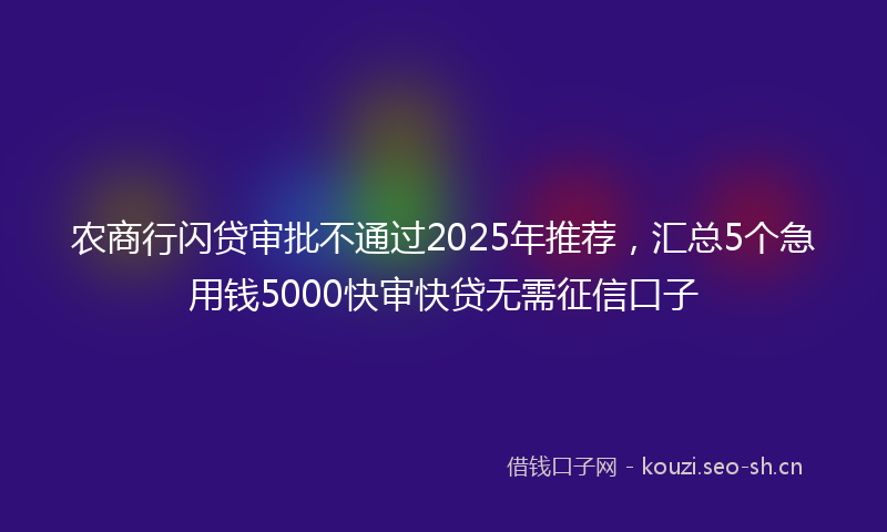 农商行闪贷审批不通过2025年推荐，汇总5个急用钱5000快审快贷无需征信口子