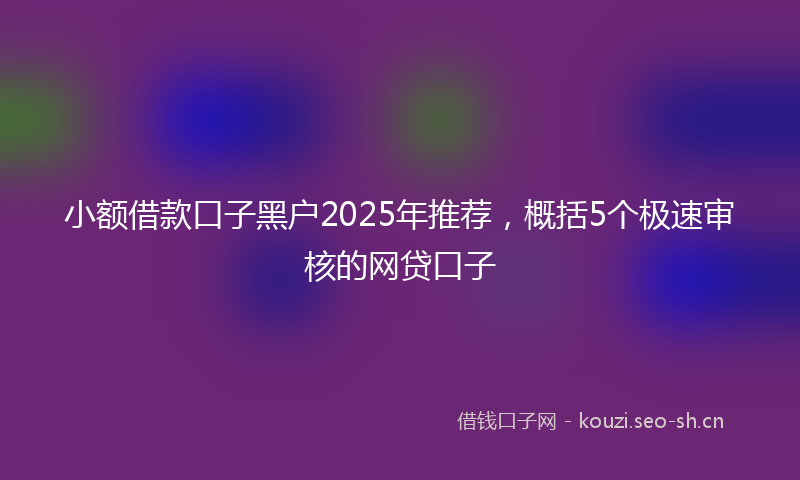 小额借款口子黑户2025年推荐，概括5个极速审核的网贷口子