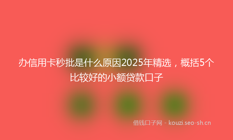 办信用卡秒批是什么原因2025年精选,概括5个比较好的小额贷款口子