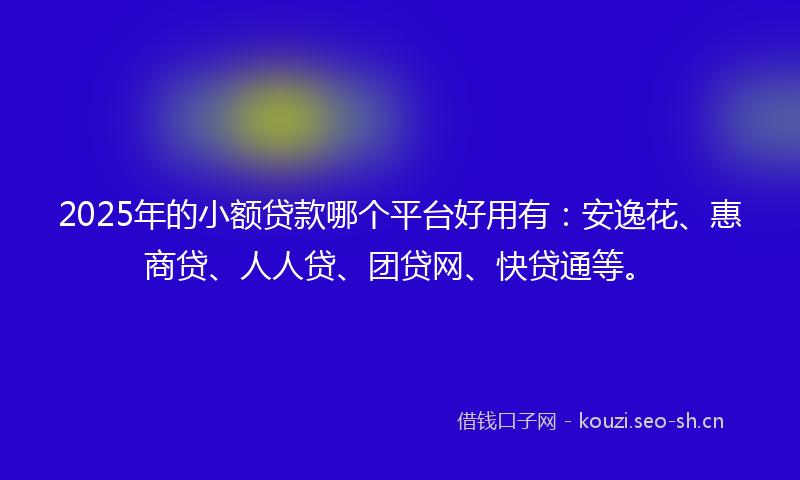 2025年的小额贷款哪个平台好用有：安逸花、惠商贷、人人贷、团贷网、快贷通等。