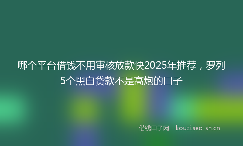 哪个平台借钱不用审核放款快2025年推荐，罗列5个黑白贷款不是高炮的口子