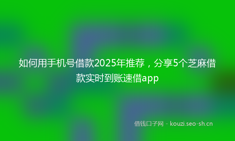 如何用手机号借款2025年推荐，分享5个芝麻借款实时到账速借app