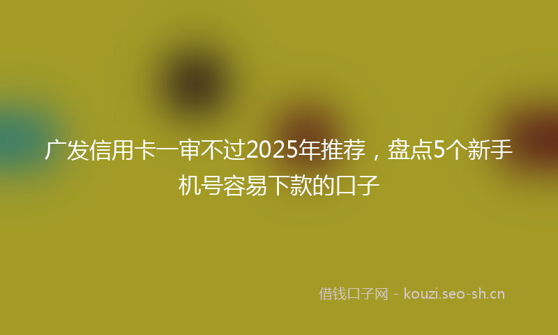 广发信用卡一审不过2025年推荐，盘点5个新手机号容易下款的口子