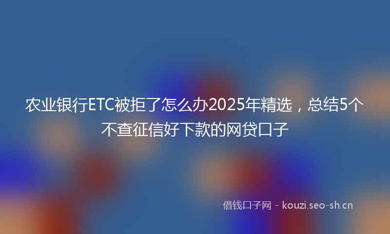 农业银行ETC被拒了怎么办2025年精选，总结5个不查征信好下款的网贷口子