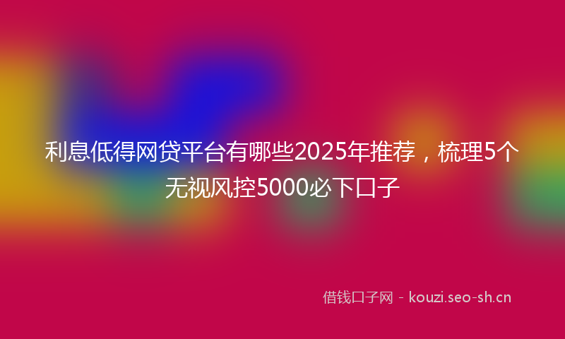 利息低得网贷平台有哪些2025年推荐，梳理5个无视风控5000必下口子