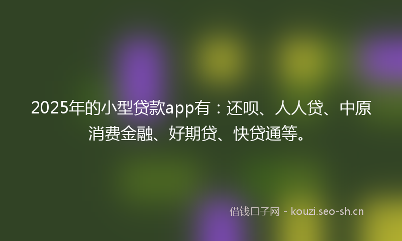 2025年的小型贷款app有:还呗、人人贷、中原消费金融、好期贷、快贷通等。